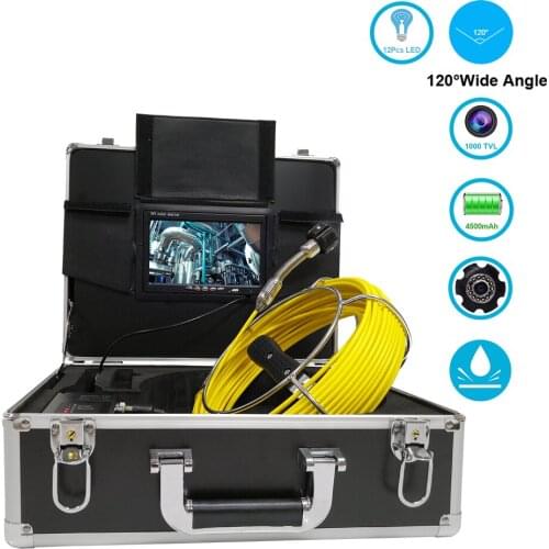 Waterproof Industrial Sewer Inspection Pipe Internal Blockage Cleaner Endoscope with 7inch 20m Cable Pipe Drain Video Camera