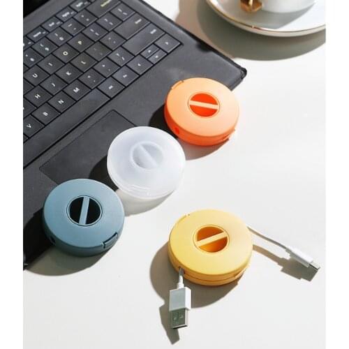 Cable Clips Rotatable Round Earphone Winder Mobile Phone Data Cable Charger Wire Storage Box Auto Cord adjustsble Cables Holder