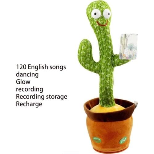 Y3NF 33cm/13inch Anti-Anxiety Doll Electric Dancing Cactus Plush Toy Birthday Gift Interactive Soft Realistic Cactus for Kids