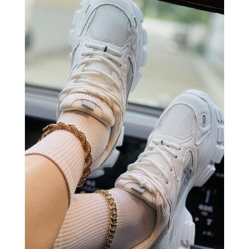 2021 Fashion Womens Platform Sneakers Women Shoes Korean Casual Chunky Sport Shoes White Vulcanized Tennis Female Basket