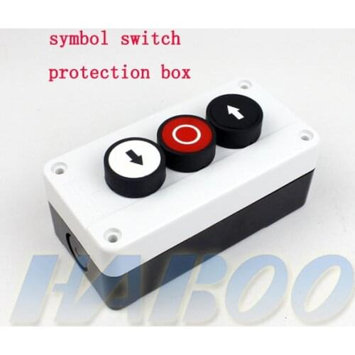 2pcs/lot symbol push button switch &protection box 3positions 3holes momentary 1NO/1NC 600V 10A arrow symbol switch