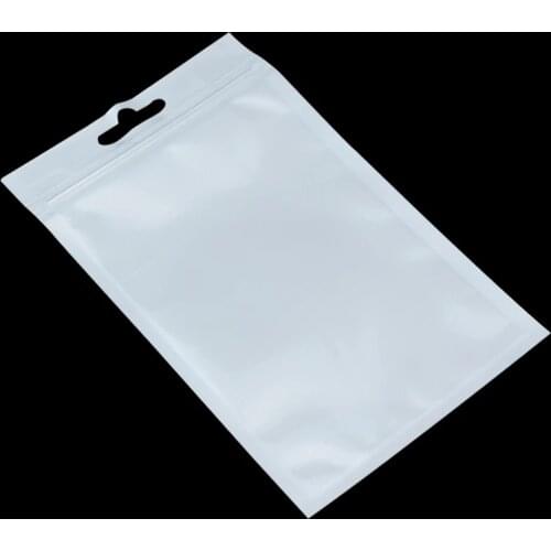 200pcs White/Clear Self Seal Resealable Zipper Plastic Retail Packaging Bag Ziplock Zip Lock Storage Bag Package With Hang Hole