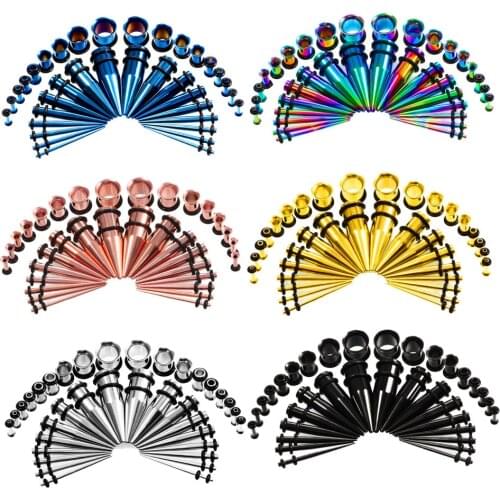 36PCS Stainless Steel Ear Taper Set Expander Ear Gauges Plug Flesh Tunnels Piercing Body Jewelry Kit Piercing Oreja Dilataciones