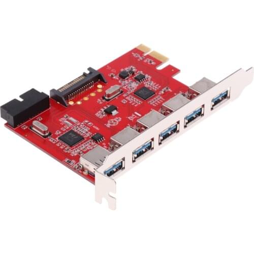 5 Ports PCI-E PCI Express Card to USB 3.0 19 Pin Connector Adapter