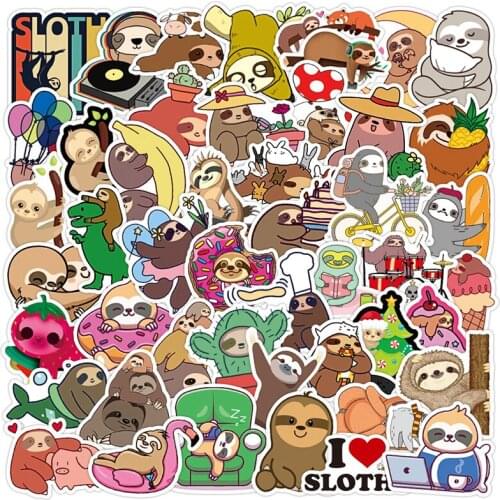 50Pcs Cute Sloth Animal Stickers Scrapbooking DIY Journaling Diary Stationery Stickers Travel Luggage Sticker