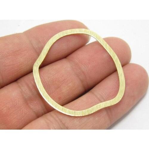 Brass circle charm 38.5x36x0.6mm Textured brass irregular ring Earrings connector findings 6pcs R1318
