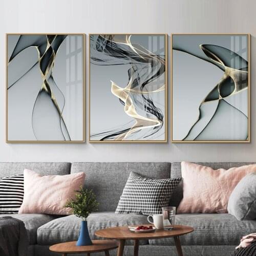 Abstract Wall Art Posters Modern Black Yellow Lines Canvas Painting Nordic Decorative Picture for Living Room Bedroom Home Decor