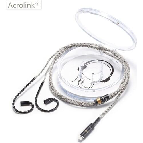Acrolink 1.2m PCOCC 8 Core High Qulity DIY Upgraded Earphone Cable Repair Replacement With IE80 Interface For iPhone