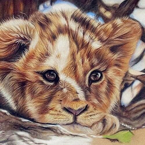 Full circular 5D DIY Diamond Painting Animal lion Picture Diamond Embroidery Of Rhinestone Diamond Home Decor