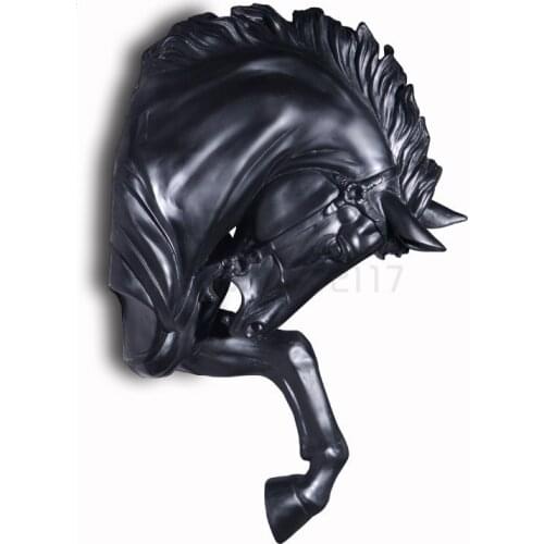 American Creative Resin War Horse Head Statue Wall Decor Crafts Animal Head Wall Decoration Living Room Bar Figurines Home Decor