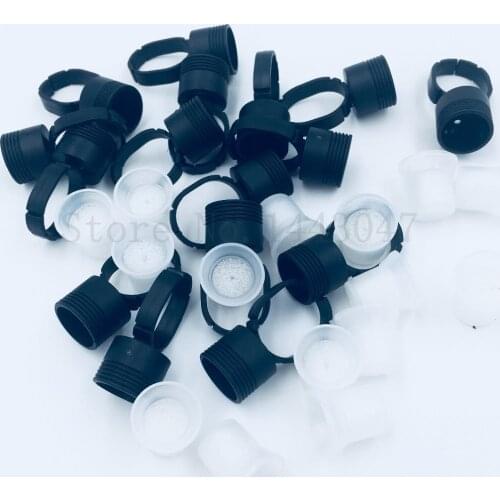 Freeshipping 100Pcs Taiwan Pigment Container Black Tattoo Ink Ring With White Tattoo Cup With Spong