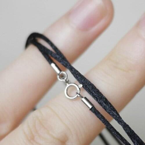 1mm 1.5mm 2mm Men Cotton Leather Chain Necklace for Women Black Handmade Cord Pendant Chain Jewelry Findings Rope 40cm 45cm 50cm