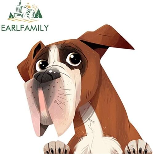 EARLFAMILY 13cm x 12.4cm Cartoon Pet Dog Vinyl Decal Animal Car Stickers Window Bumper Decor Waterproof Car Styling Accessories