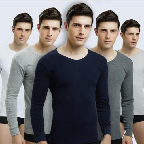 Elastic Cotton Mens Thermal Underwear Winter Autumn Tops Male Clothes T shirt Man Long Sleeve Undershirt Inner Wea For Men M-2XL