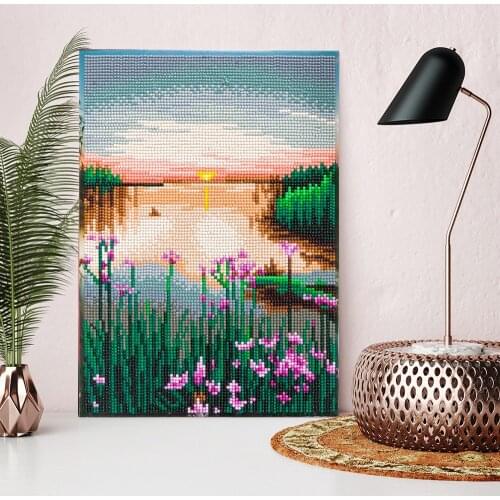 Full Round Diamond Painting With Frame Landscape Spring Breath 5D DIY Diamond Embroidery Mosaic Cross Stitch Home Decor Gift