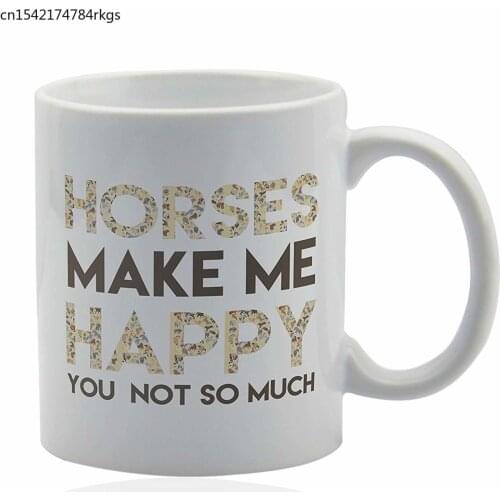 Horse coffee mug 11 oz. white ceramic cup. Horse gifts for women. Gift ideas for horse lover girls