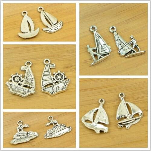 Ship/boat/vessels/barque shape alloy charm pendant for jewelry making wholesale antique silver DIY accessories findings bracelet
