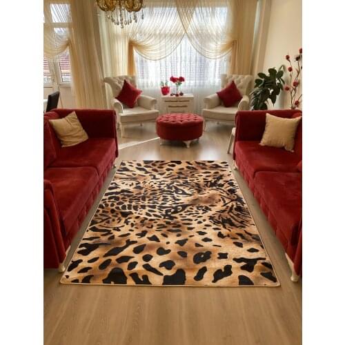Decorative Leopard print Carpet Washable Artificial Leather Slip-Resistant Outsole Winter Cold-Proof Premium Living Room Rug