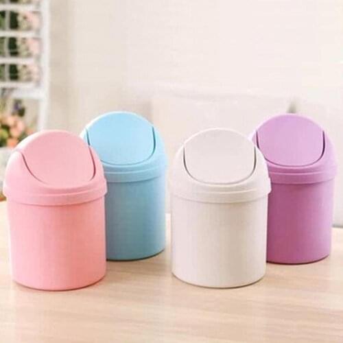 Creative Mini Desktop Shake Cover Trash Can With Cover Wastebasket Debris Storage Cleaning TrashStorage Bucket