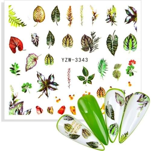 The New 3D Green Leaves Nail Water Stickers Flower Decals for nail Simple Small Fresh Design Nails Accessories Manicure Sticker