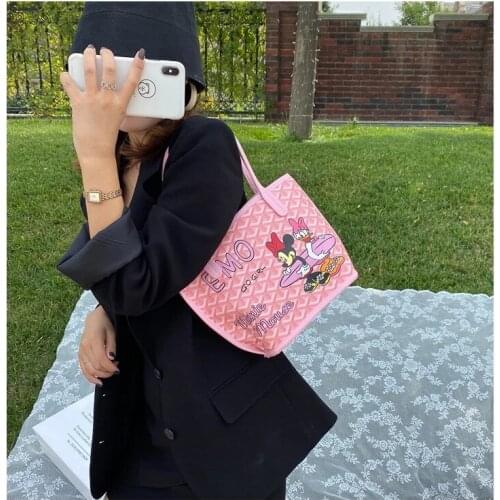 2021 Autumn New Style Girl Bag Cute Cartoon Printed Shoulder Bag Womens Bags Handbags Student Shopping Bag Mickey Small Bag