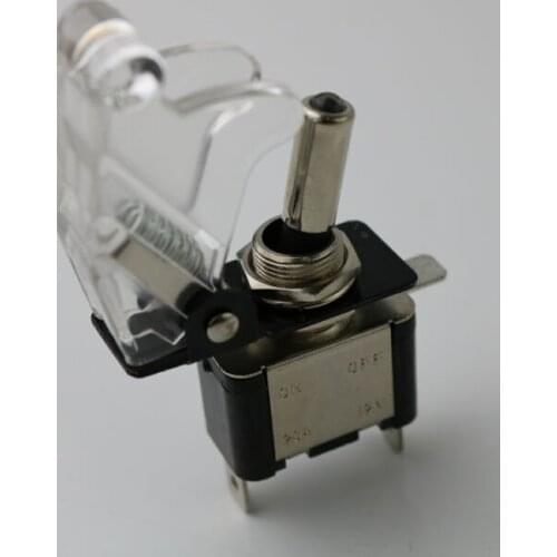 Illuminated white LED Toggle Switch With Missile Style Flick Cover 12V Car Dash