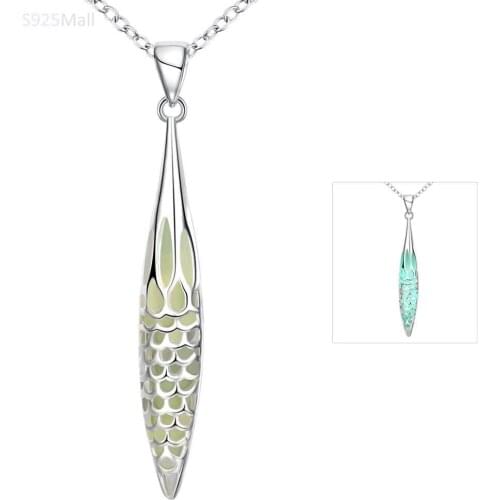 Popular bullet shape noctilucent necklace Silver Color jewelry pendant necklace wholesale ligth at night for women