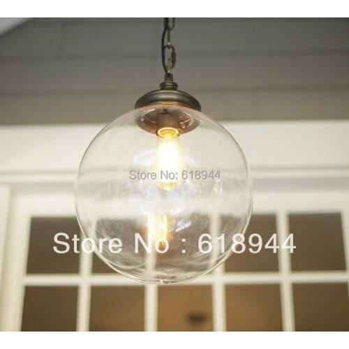 25CM American Country Style Glass Dining Room Pendant Lights, Hanging Lamp Round, Living Room Lamps for Home Modern