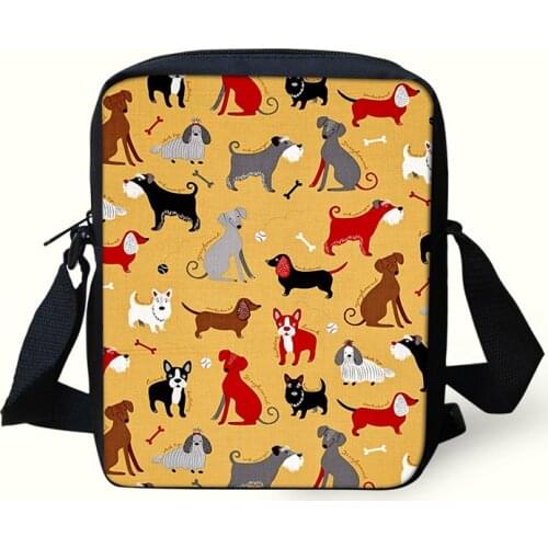 Women shoulder crossbody bags small messenger bags ladies dachshund dog pattern handbag female school student bag tote mochila