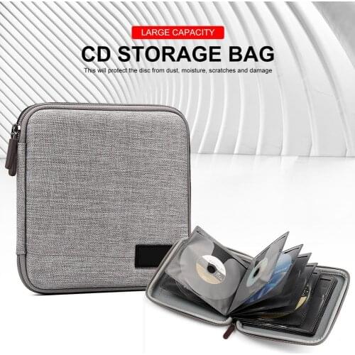 Portable 32Pcs Disc CD DVD Wallet Storage Bag Organizer Case Boxes Holder CD Sleeve Hard Bag Carry Pouch With Zipper