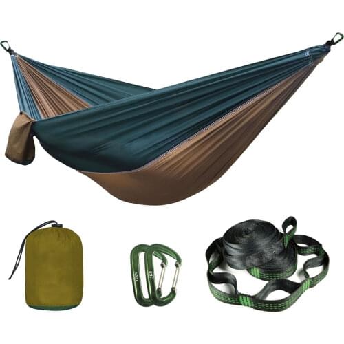 Solid Color Parachute Hammock for Camping Survival travel with tree straps and aluminum carabiners outdoor furniture