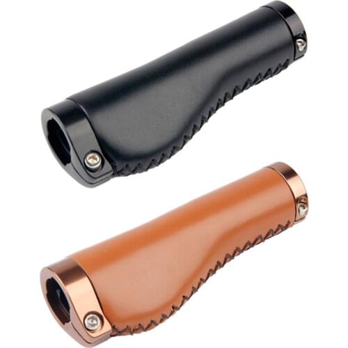 Bicycle PU grips Vintage Antiskid Comfortable durable Pu Leather Lock Set retro bike Mountain bicycle Folding Bicycle