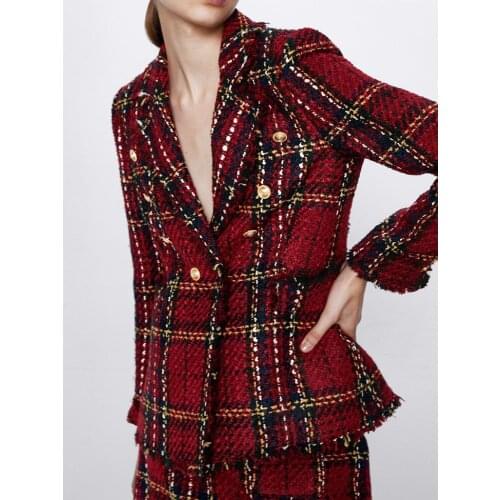 Ladies Plaid Skirts Red Vintage Women Tweed Winter Fashion Female Patchwork Girls High Waist Mini Skirts Chic