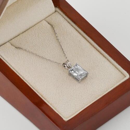 Women Silver Necklace with White Zircon Stone Fashion Trendy Women Accesories 925 Silver Famale Gift Made in Turkey