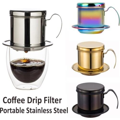 1set Portable Stainless Steel Coffee Drip Filter Coffee Maker Infuser Vietnam Style Coffee Mug Cup Strainer Coffee Tools