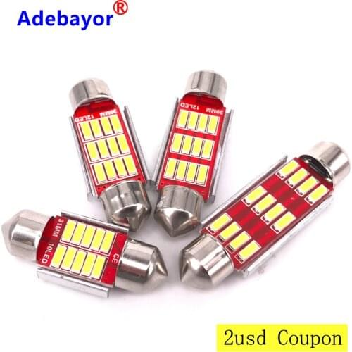 100PCS Festoon C5W 239 CANBUS NO Error 31mm 36mm 39mm 41mm Auto Light 4014 12 SMD LED Car Interior Dome Reading Lamp 12V