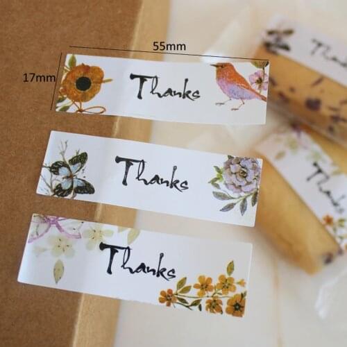 180pcs/lot Long Strip Label Seal Sticker Self-adhesive"Thanks" Decoration Sticker Gifts Package Labels For Baking Products