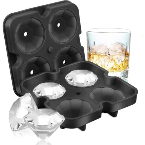 2pcs/set Diamond Ice Cube Tray Reusable Ice Cubes Maker Silicone Ice Cream Molds Form Chocolate Mold Whiskey Party Bar Tools