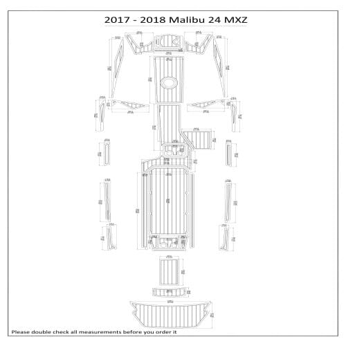 2017 - 2018 Malibu 24 MXZ Swim Step & Cockpit Pad Boat EVA Teak Decking 1/4" 6mm
