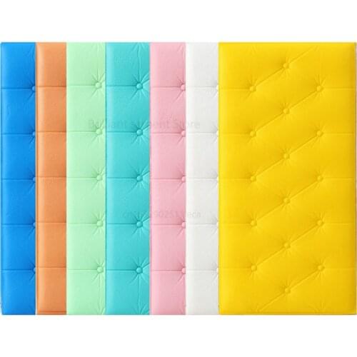 3D Wall Stickers Wallpaper Anti-collision Self-adhesive 4MM Tatami Wall Mat Pad Baby Kids Bedroom Foam Cushion Home Decors