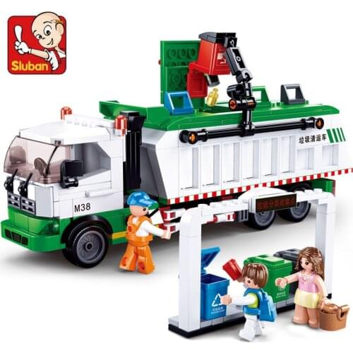 432Pcs City Garbage Classification Truck Car Brinquedos Model Bricks 100 Cards Building Blocks Kit Educational Toys for Children