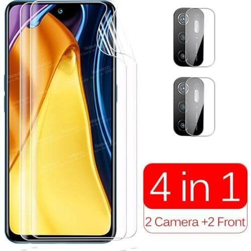 4in1 Camera Front Hydrogel Film For Xiaomi Poco M3 Pro Mi PocoM3 M 3 Little Pocophone M3Pro 5G Curved Screen Protector Not Glass