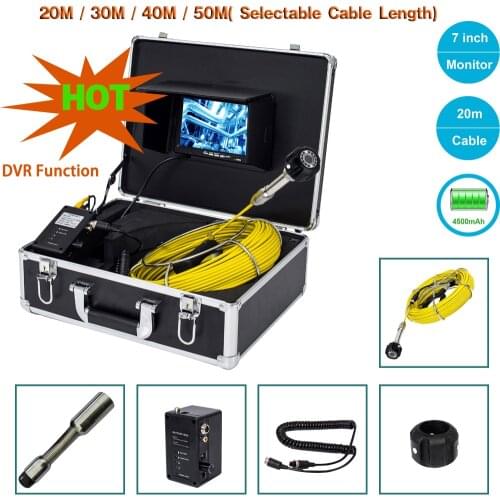 7''TFT LCD 23MM Lens Industrial Pipe Sewer Drain Endoscope Camera 20M/30M/40M/50M Cable Used For Underground Pipeline Inspection