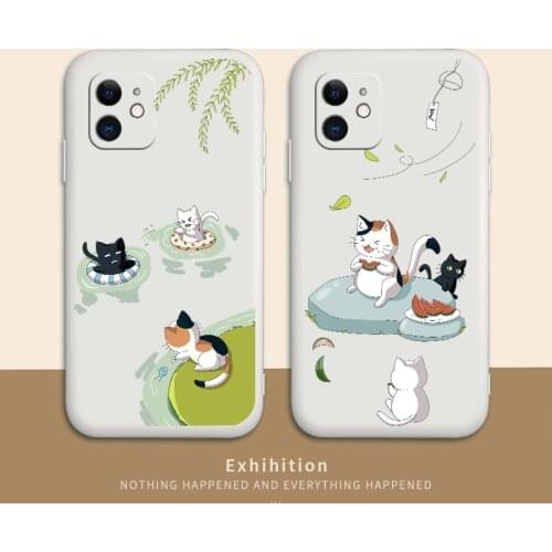 Cat On Swimming Ring Phone Case For iPhone 12 Pro Max 11 X XS XR XSMAX SE2020 8 8Plus 7 7Plus 6 6S Plus Silicone Cover