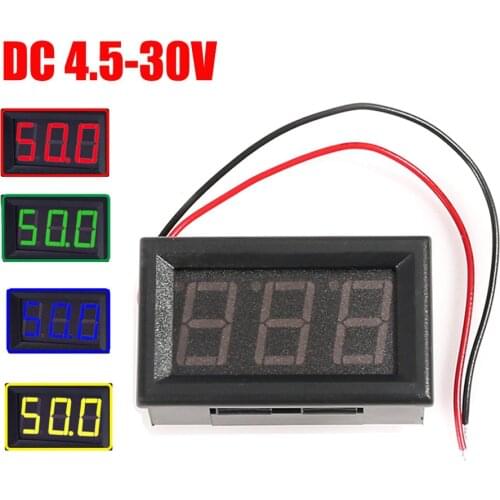 DC 4.5-30V Digital Voltmeter 0.56 Inch LED Two-Wires Digital Display Volt Meter Voltmeter Reverse Polarity Protection Accurate