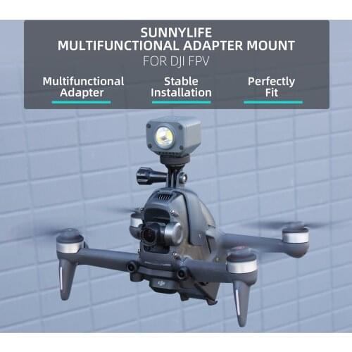 For DJI FPV Combo Drone Camera Top Extended Bracket Clamp Stand With Night Flight Fill Light Spot Lamp for Gopro Action Adapter