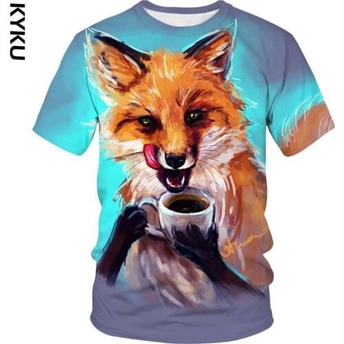 3D Print T shirts Men Women Summer Harajuku Clothing Hip Hop Fashion Boys and girls Tees Tops Cute Animal Graphic Fox T-Shirt