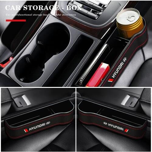 PU Leather Car Storage Organizer Universal High Capacity Auto Crevice Storage Box For Hyundai Solaris i20 i30 ix20 ix35 etc