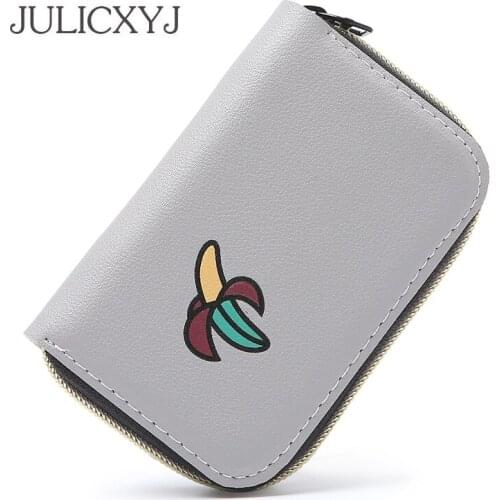 JULICXYJ Brand Women Card Bags Holder Banana Cherry Extendable ID Card Case Wallet Mini Purse Carteira Bolsas Mujer Carteira