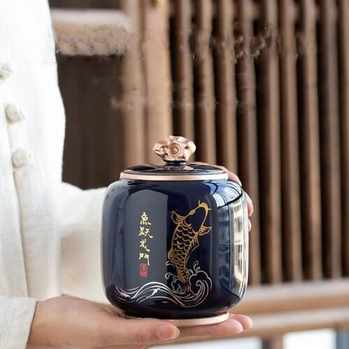 Chinese Style Porcelain Tea Can Golden Printed Moisture-Proof Sealing Jars Container Candy Storage Tanks Coffee Packing Box